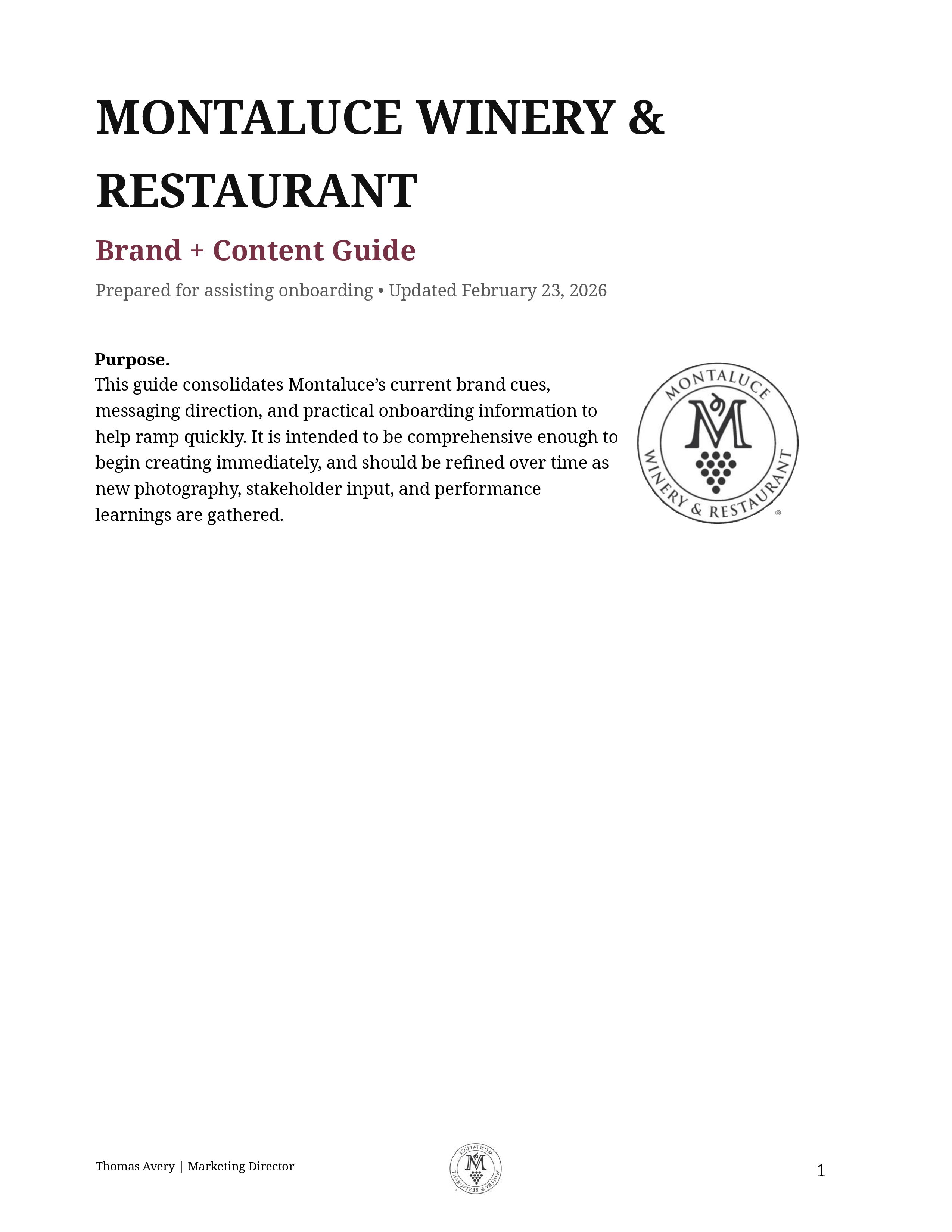 Brand + Content Guide page